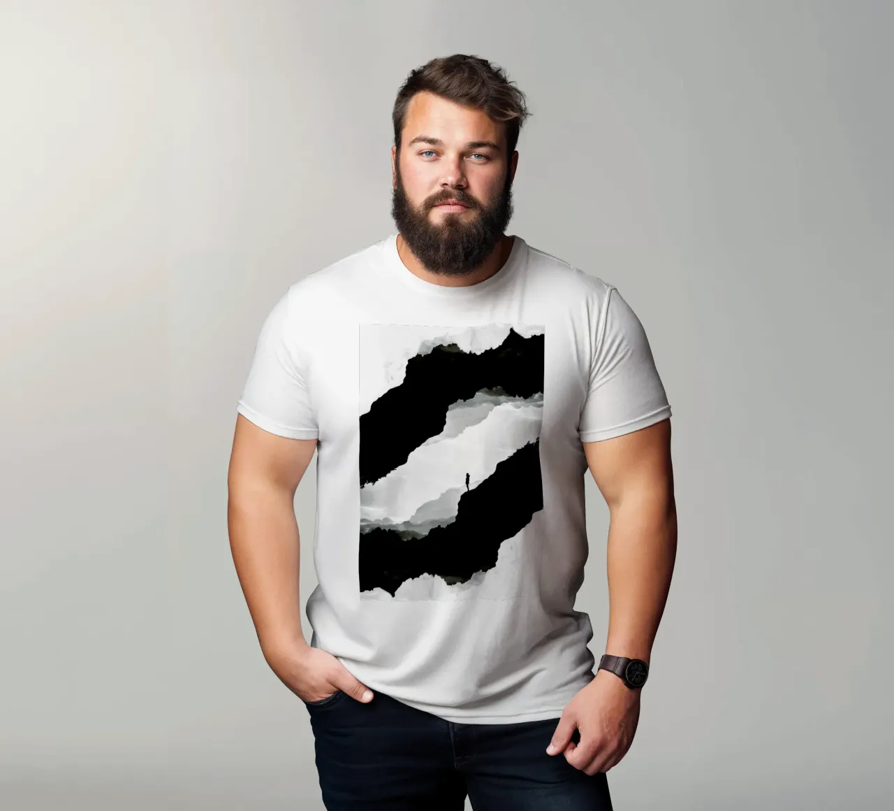 White Isolation a girl standing at the edge of a cliff t-shirt da Stoian Hitrov