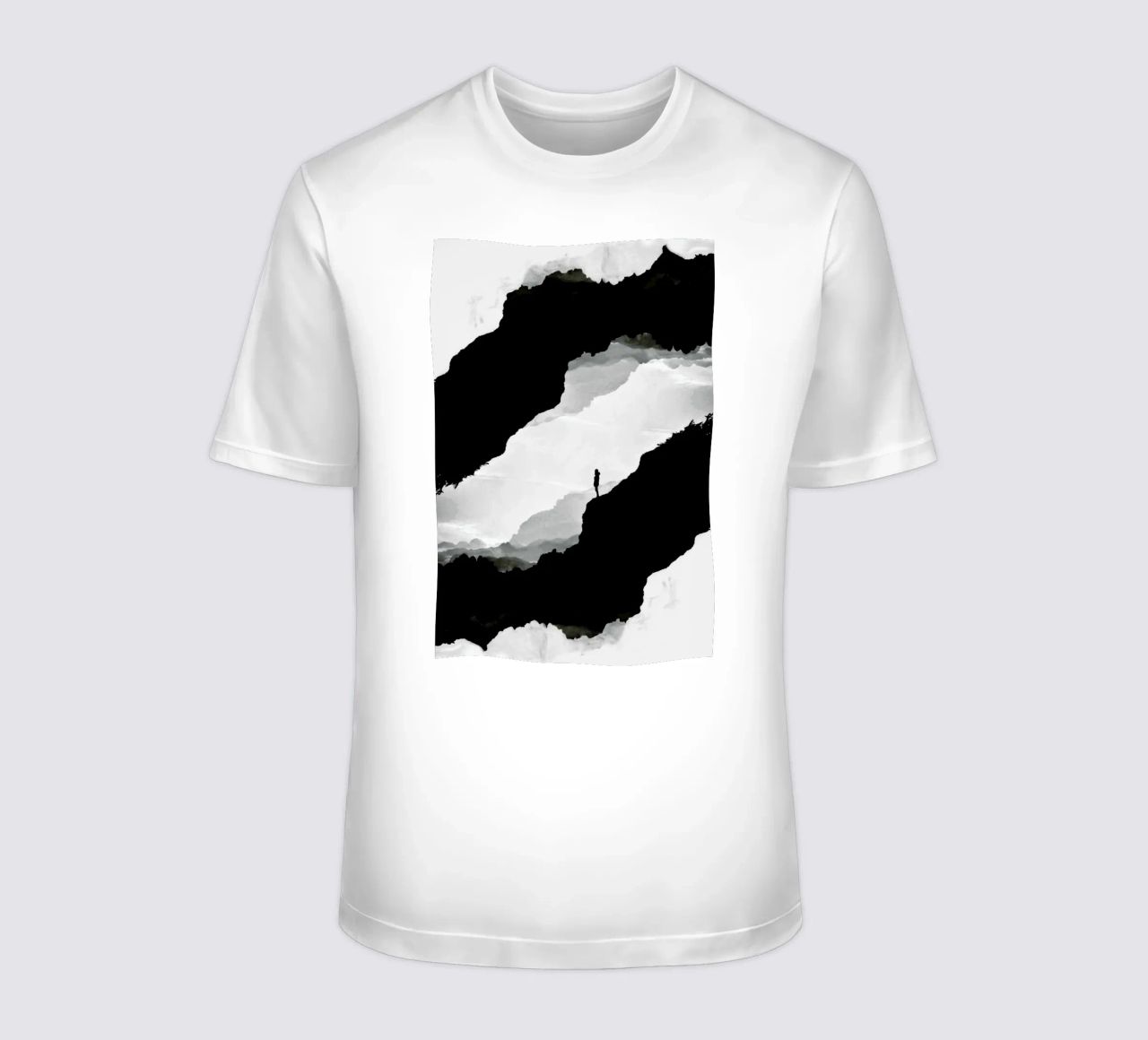 White Isolation a girl standing at the edge of a cliff t-shirt da Stoian Hitrov