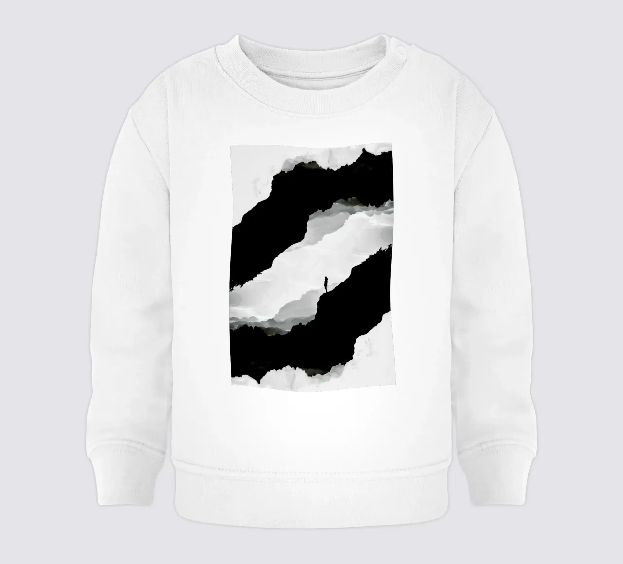 White Isolation a girl standing at the edge of a cliff Baby Sweatshirt von Stoian Hitrov
