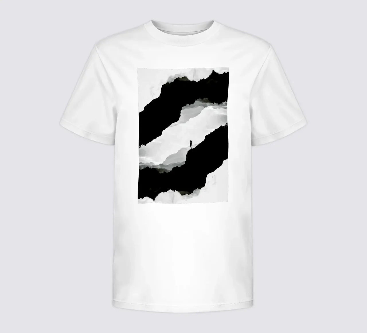 White Isolation a girl standing at the edge of a cliff t-shirt bambini da Stoian Hitrov
