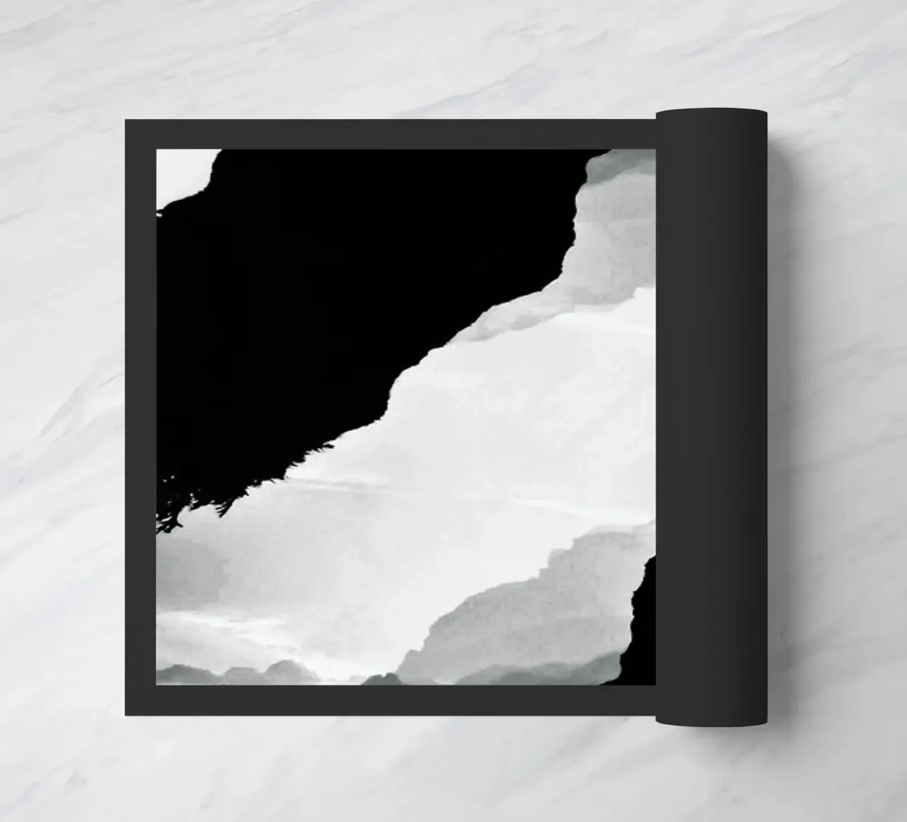 White Isolation a girl standing at the edge of a cliff Fußmatte von Stoian Hitrov