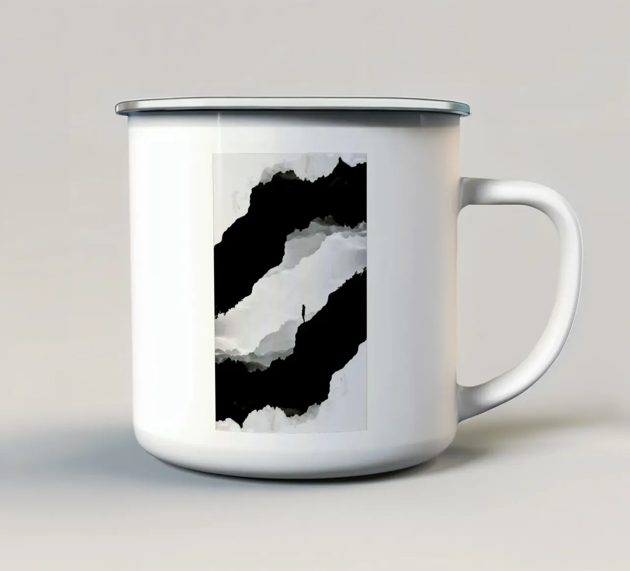 White Isolation a girl standing at the edge of a cliff taza de esmalte de Stoian Hitrov