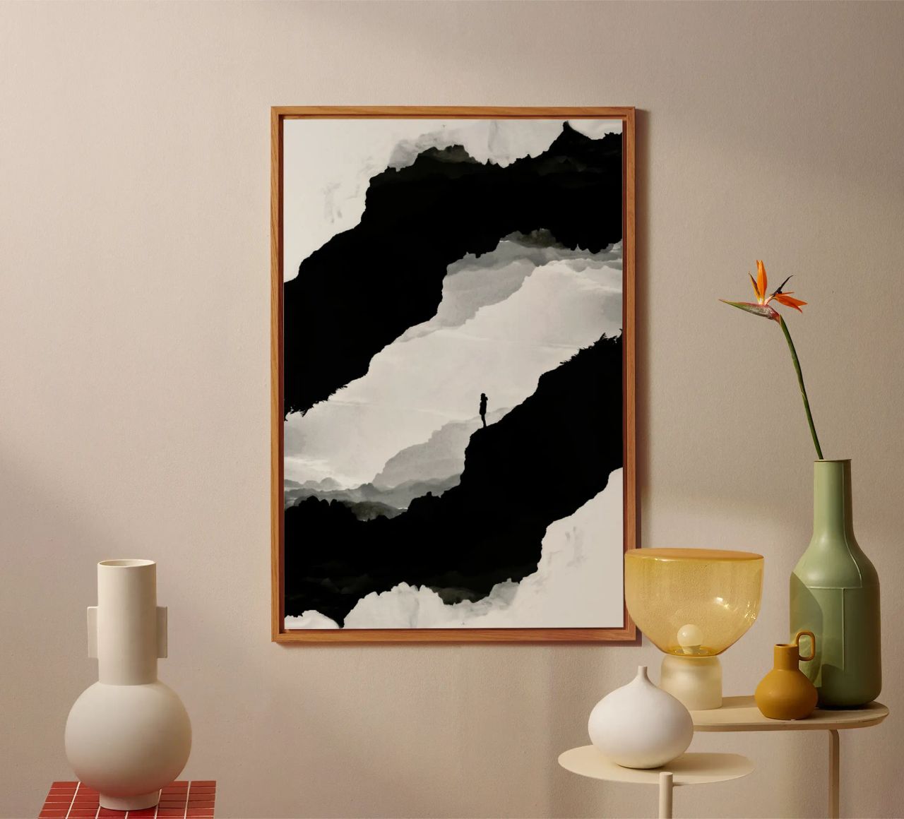 White Isolation a girl standing at the edge of a cliff alluminio dibond da Stoian Hitrov