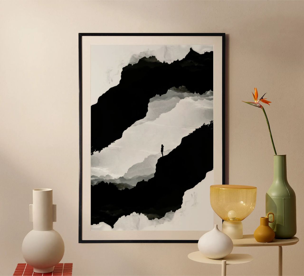 White Isolation a girl standing at the edge of a cliff carta hahnemühle da Stoian Hitrov