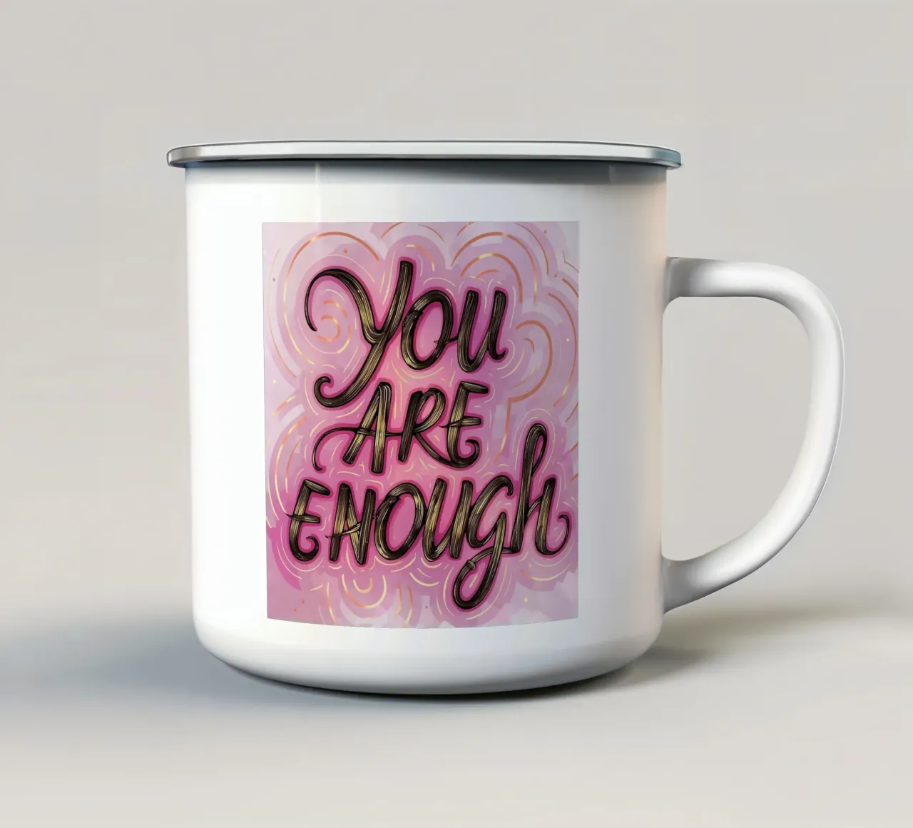 Tu sei abbastanza tazza in smalto da inspirational quote