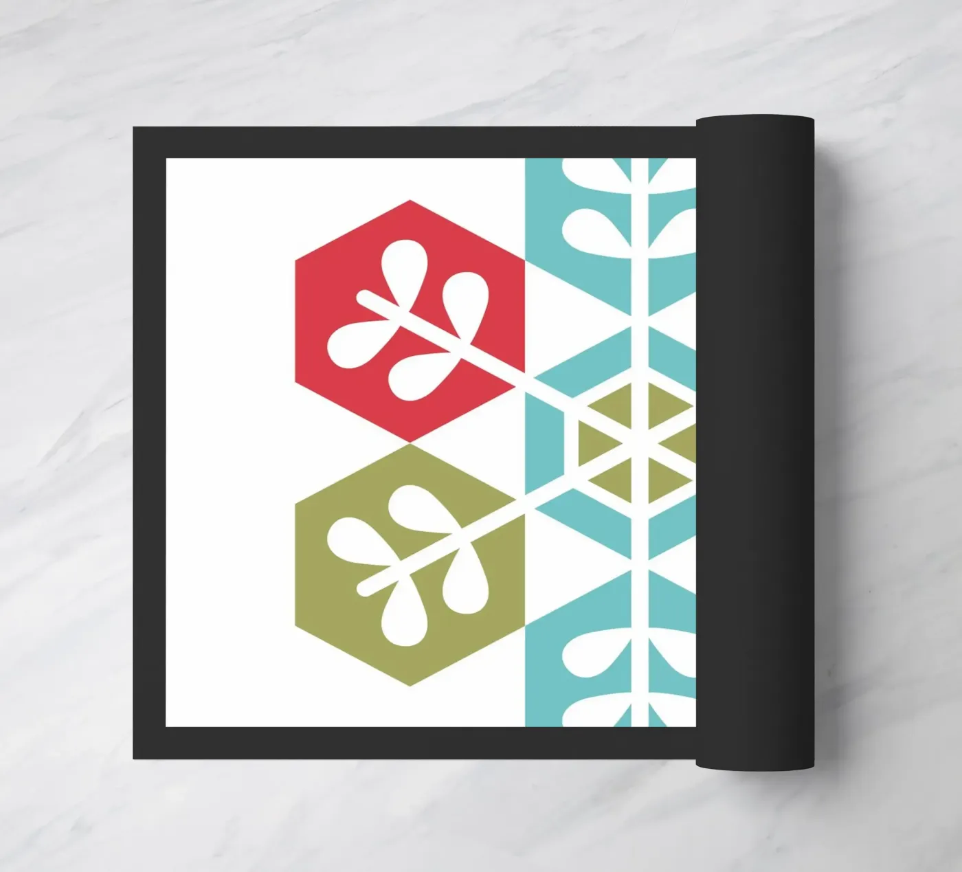 Geometric Snowflake doormat by Kim Hubball Studio