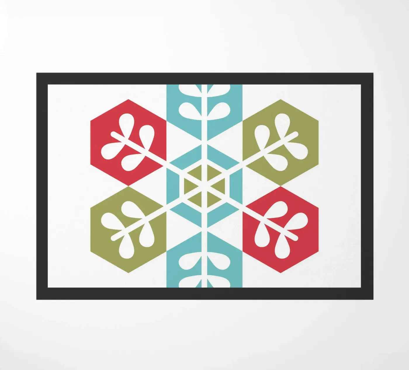 Geometric Snowflake doormat by Kim Hubball Studio