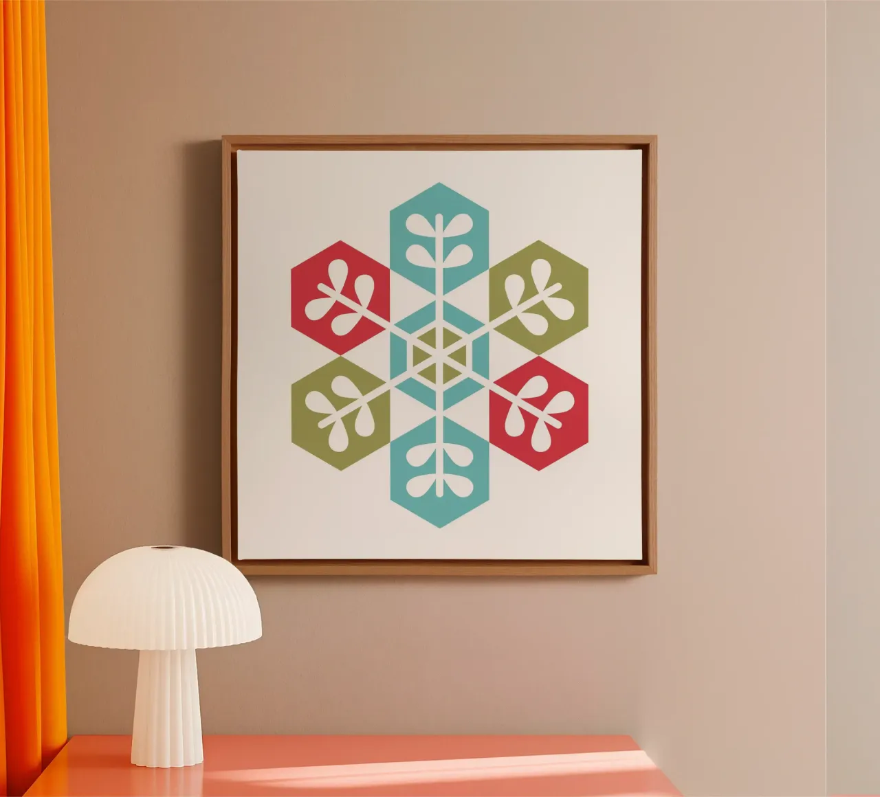 Geometric Snowflake canvas with Floater frame by Kim Hubball Studio