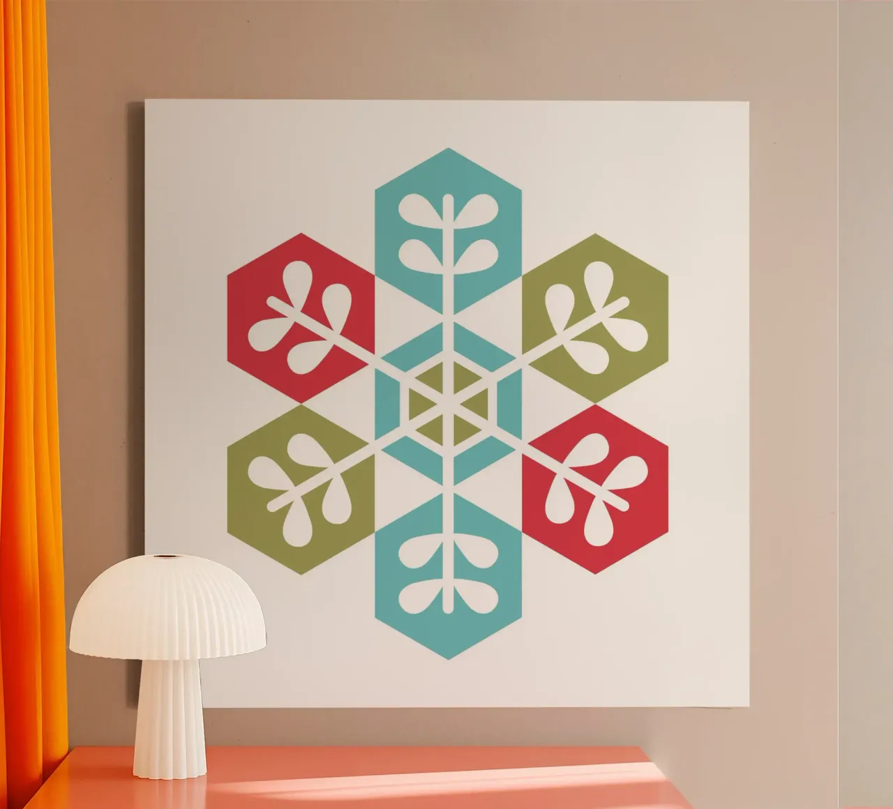 Geometric Snowflake canvas with Floater frame by Kim Hubball Studio