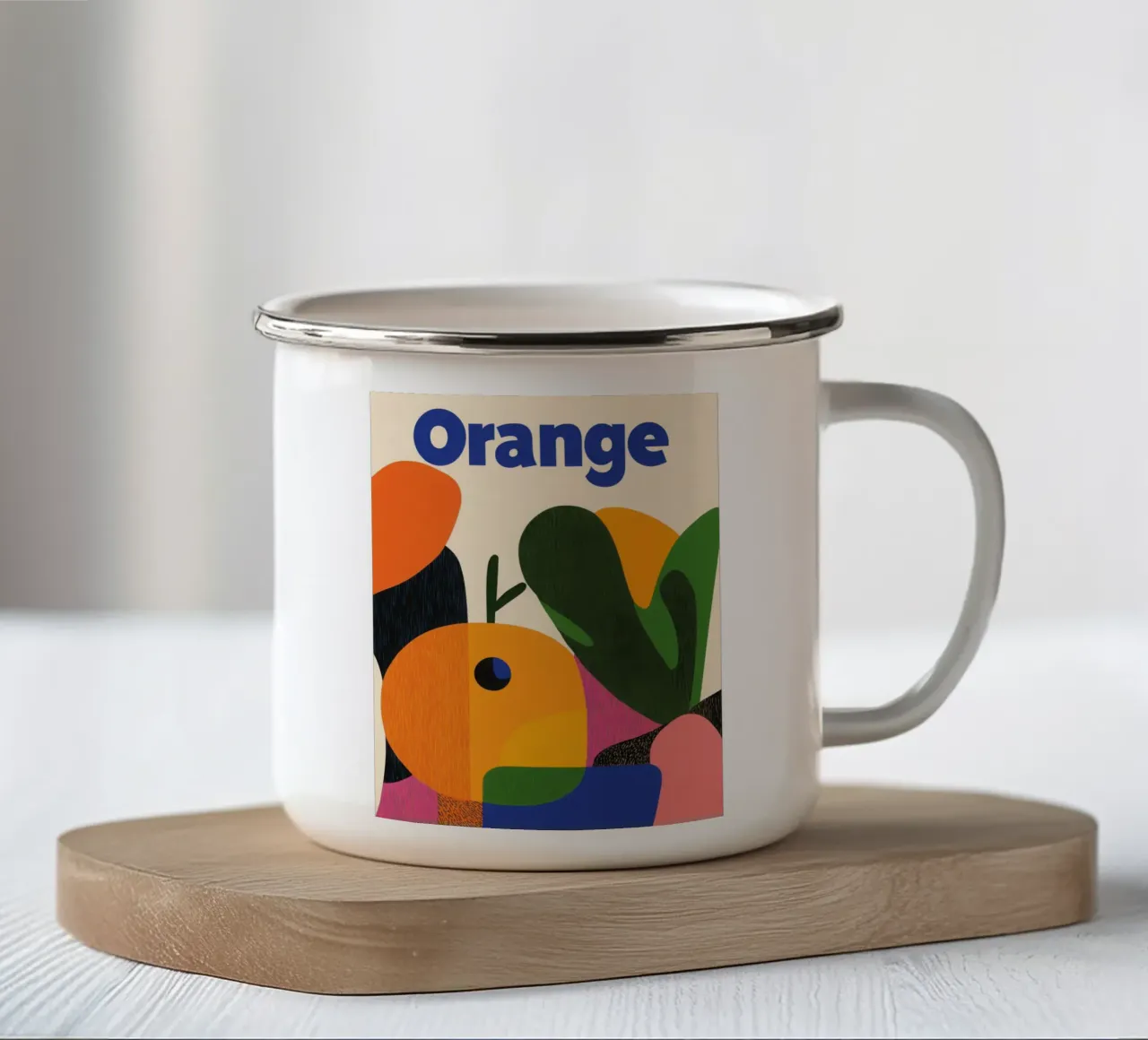 Grafica arancione tazza in smalto da Pop and Fruits - Affiches & posters