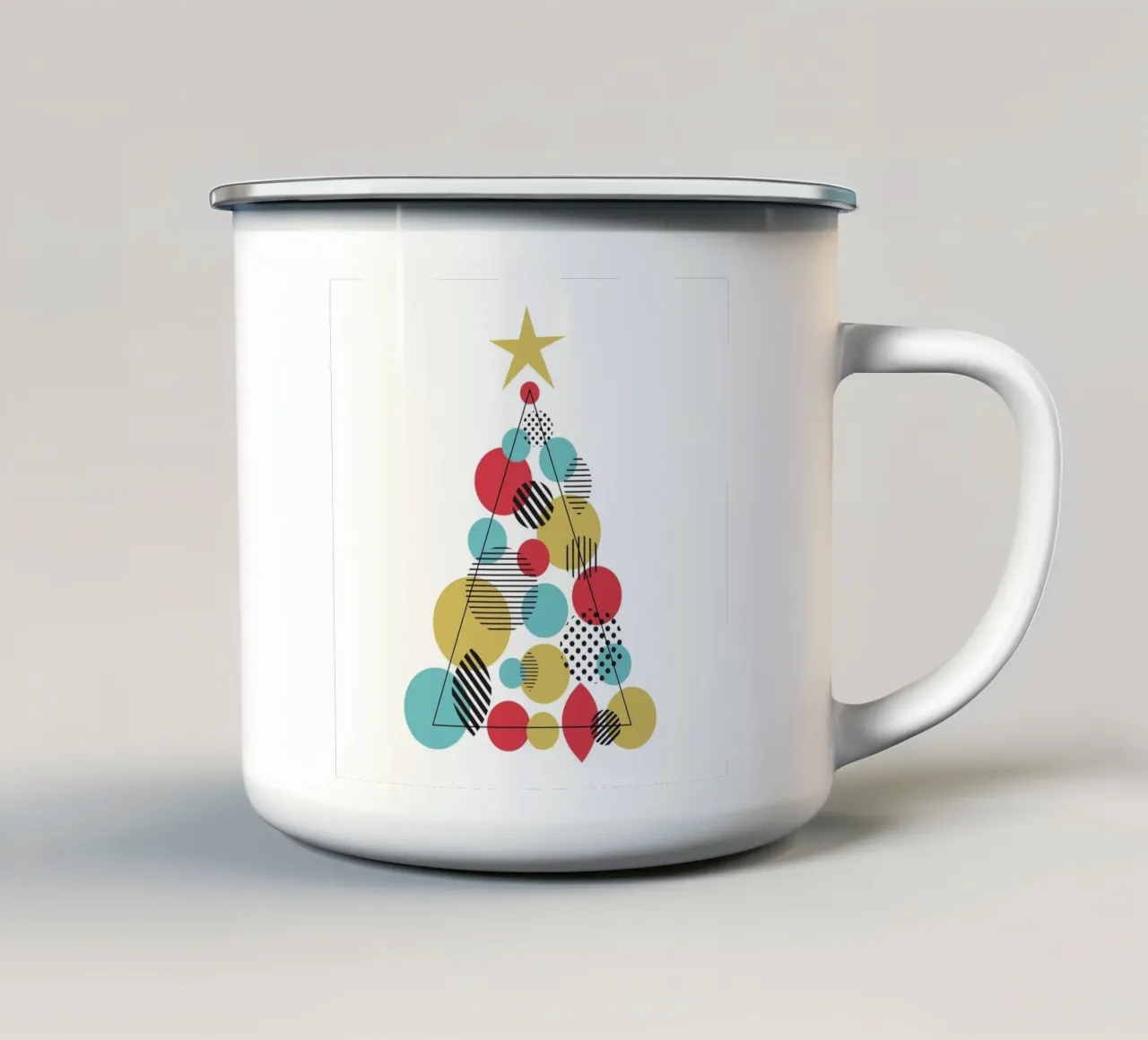 Albero di Natale geometrico tazza in smalto da Kim Hubball Studio