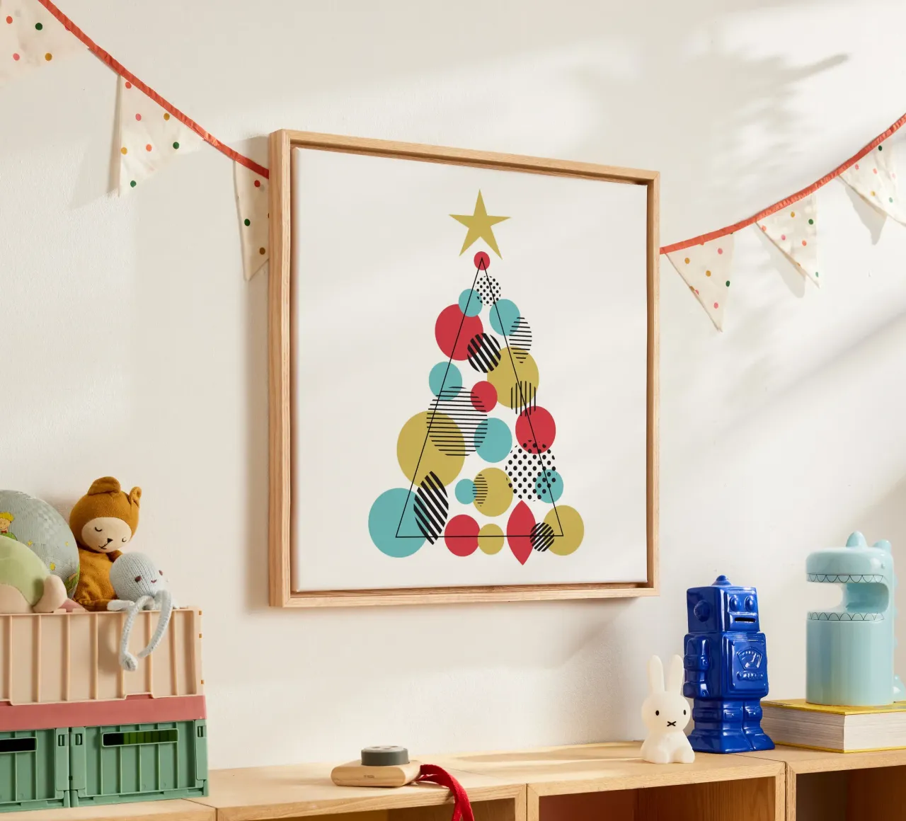 Albero di Natale geometrico tela con Cornice a cassetta da Kim Hubball Studio