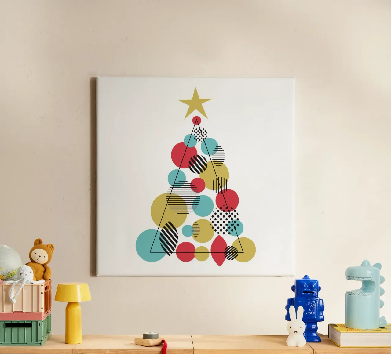 Albero di Natale geometrico tela con Cornice a cassetta da Kim Hubball Studio