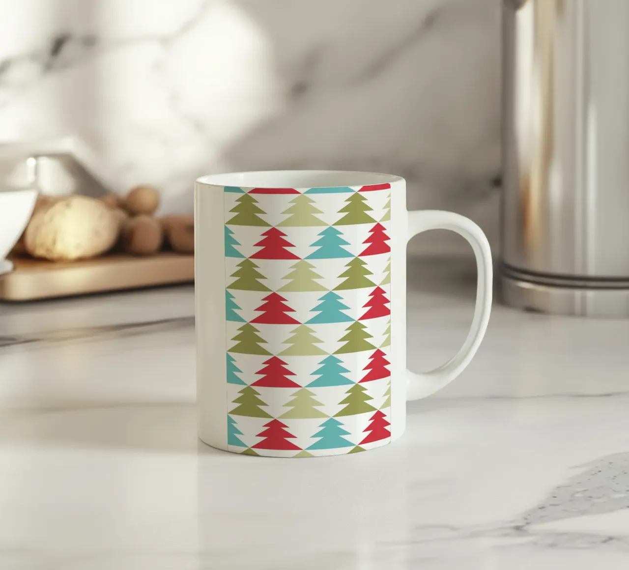 Geometric Tree Pattern ceramic mug by Kim Hubball Studio