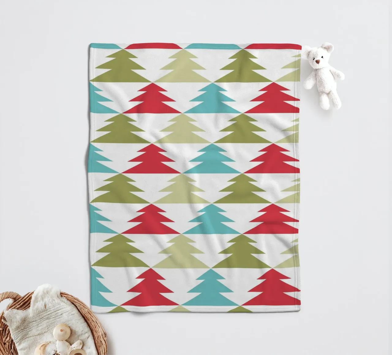 Geometric Tree Pattern fleece blanket by Kim Hubball Studio