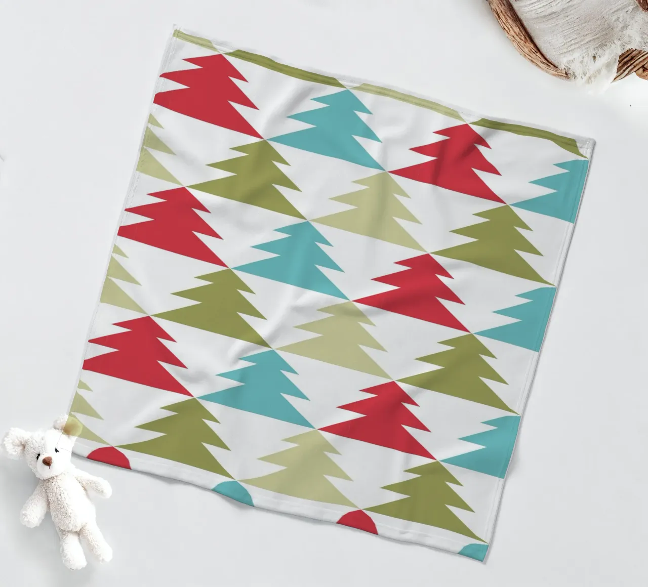 Geometric Tree Pattern fleece blanket by Kim Hubball Studio