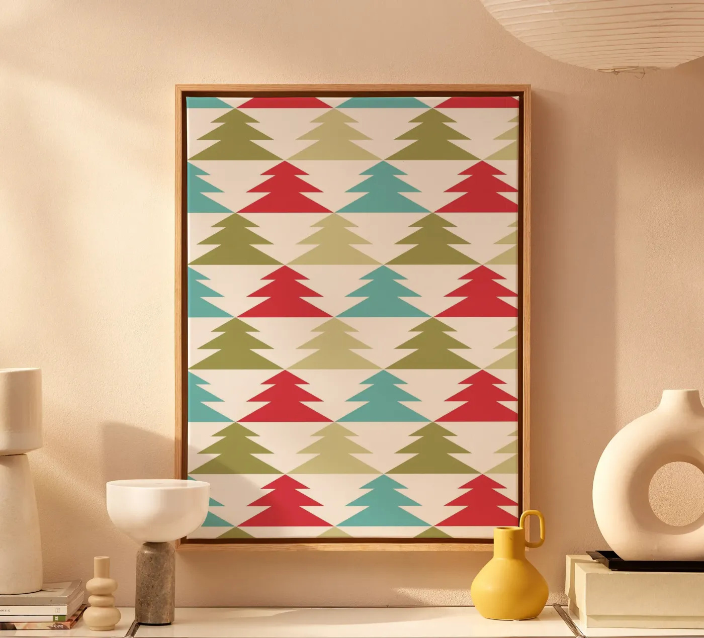 Geometrisch Boompatroon canvas van Kim Hubball Studio