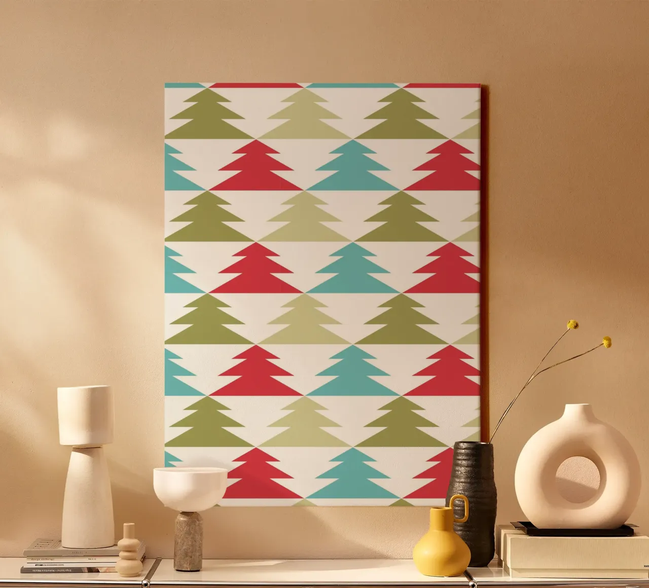 Geometrisch Boompatroon canvas van Kim Hubball Studio