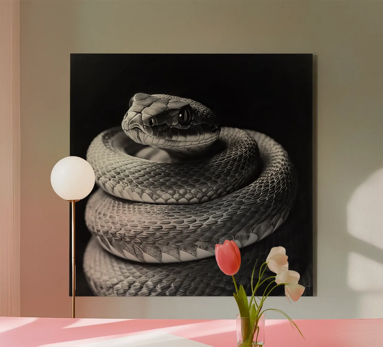 Bellezza pericolosa: il serpente tentatore pannello forex da Nikis Art Studio