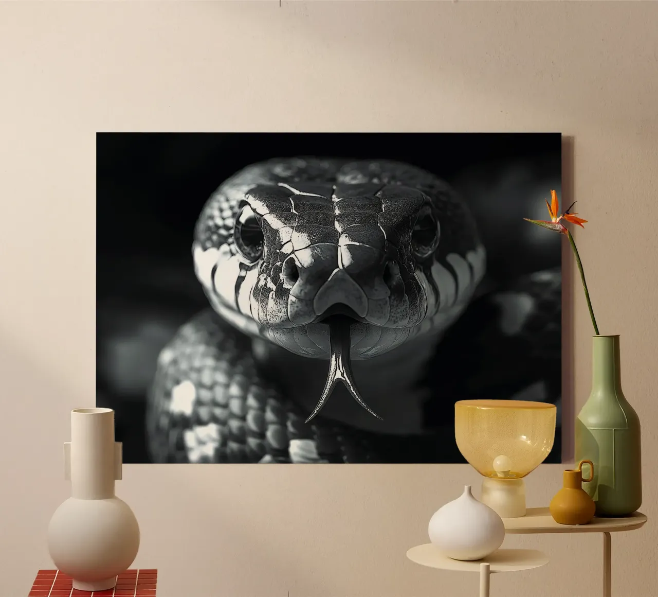 Serpente tela con Cornice a cassetta da Nikis Art Studio