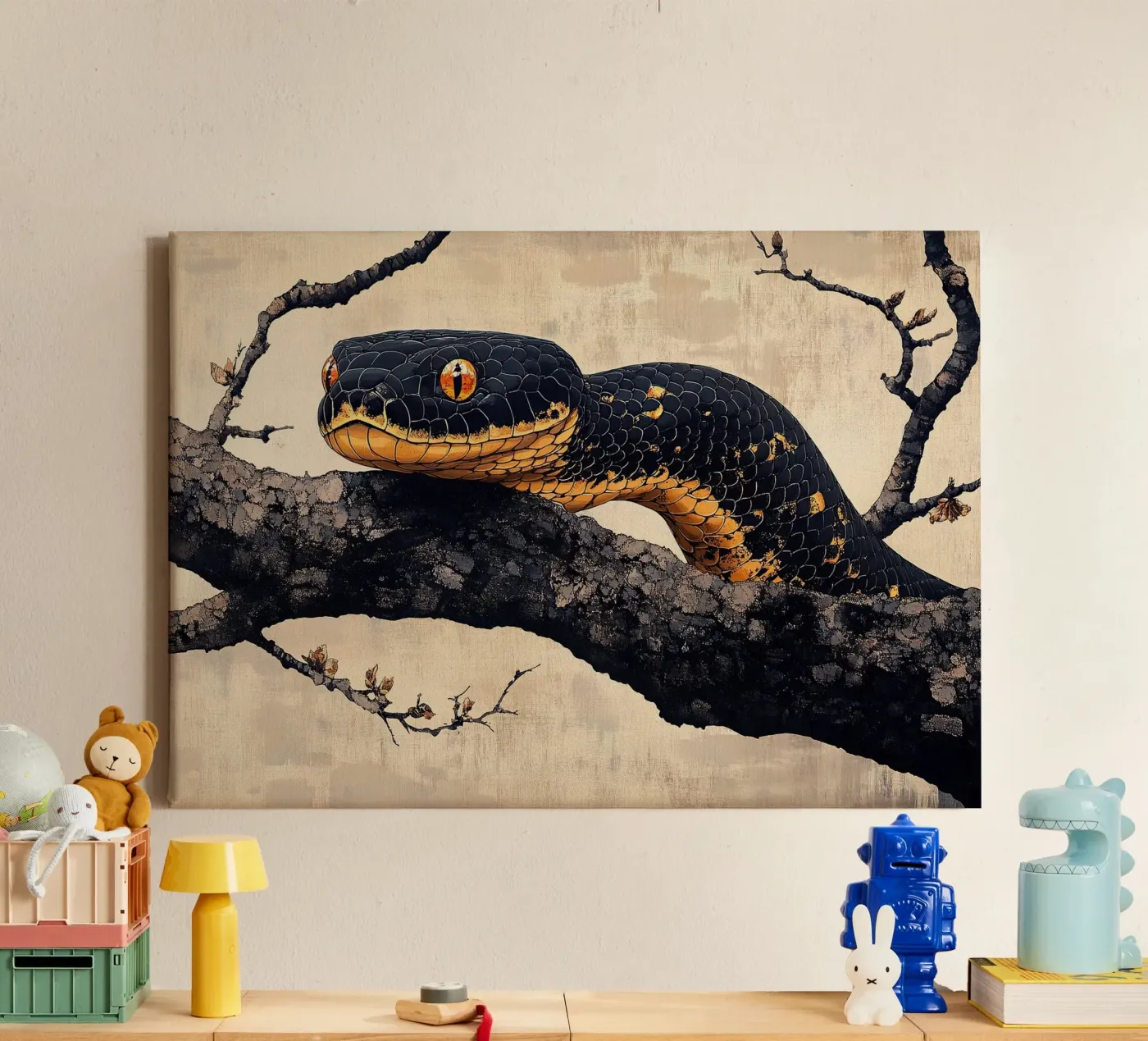 Snake canvas by Nikis Art Studio
