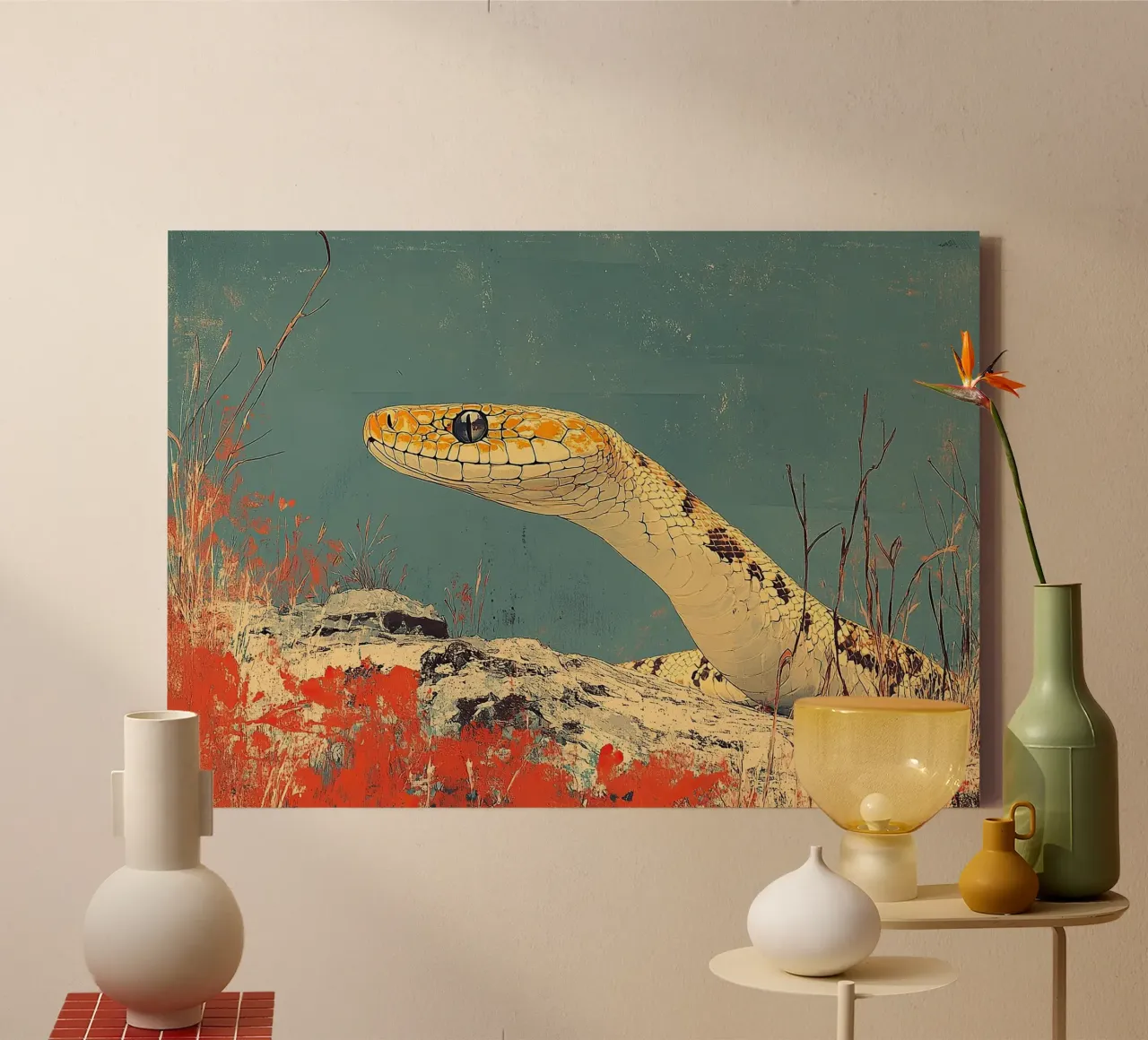 In the shadow of the snake: The silent danger canvas by Nikis Art Studio