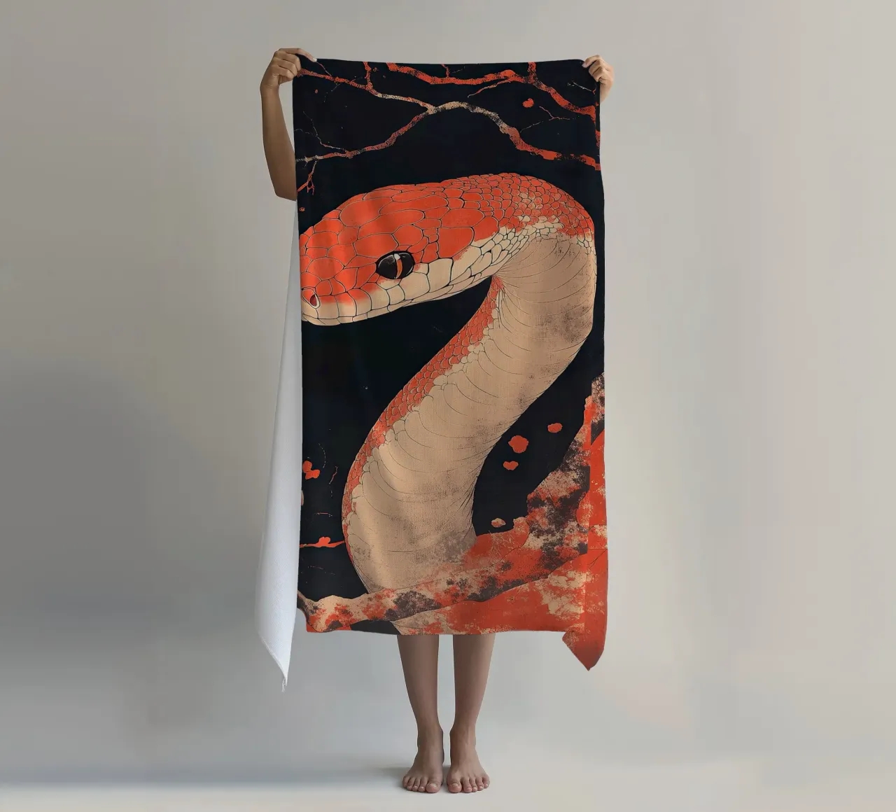 Snake beach towel by Nikis Art Studio