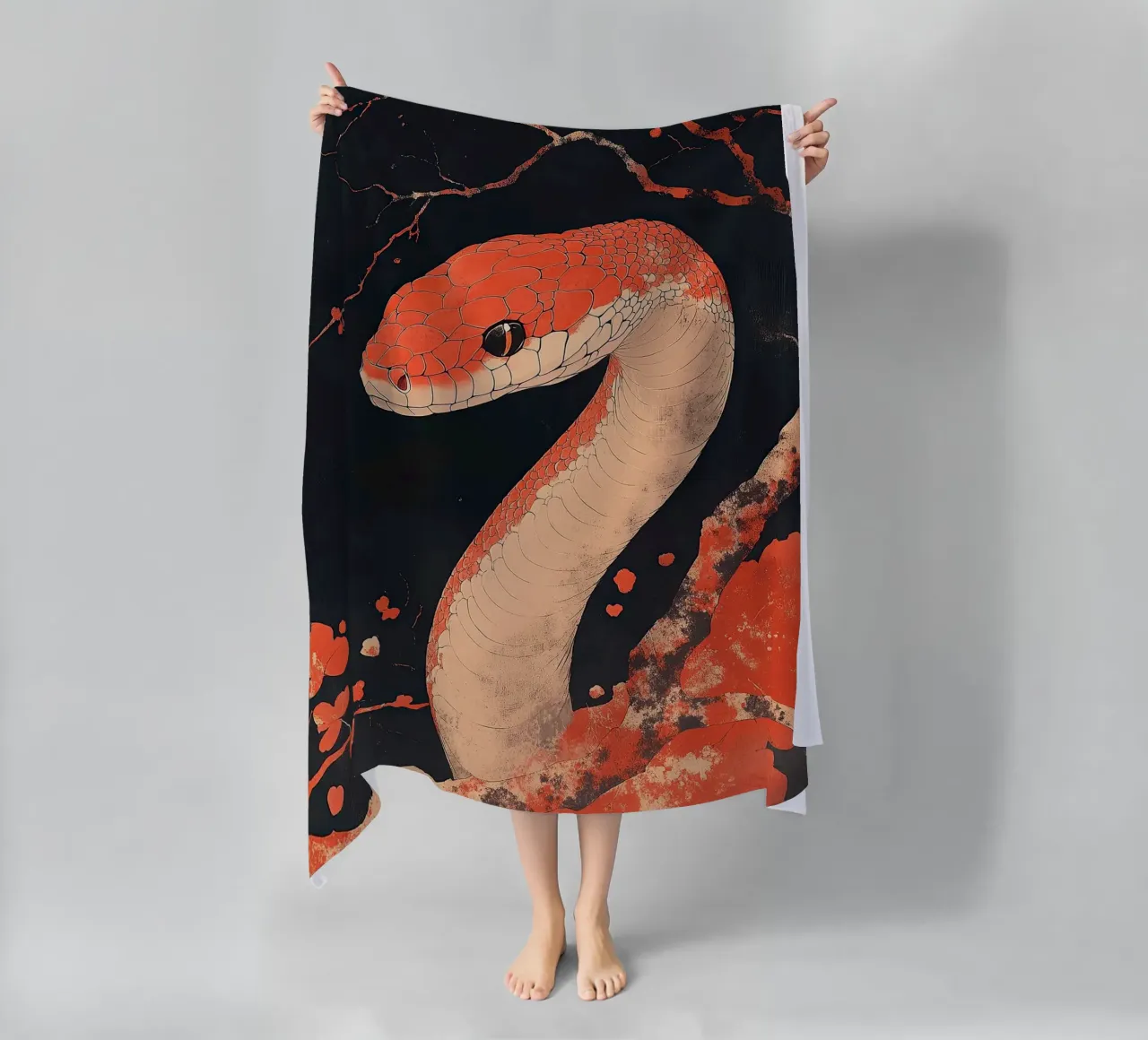 Snake beach towel by Nikis Art Studio