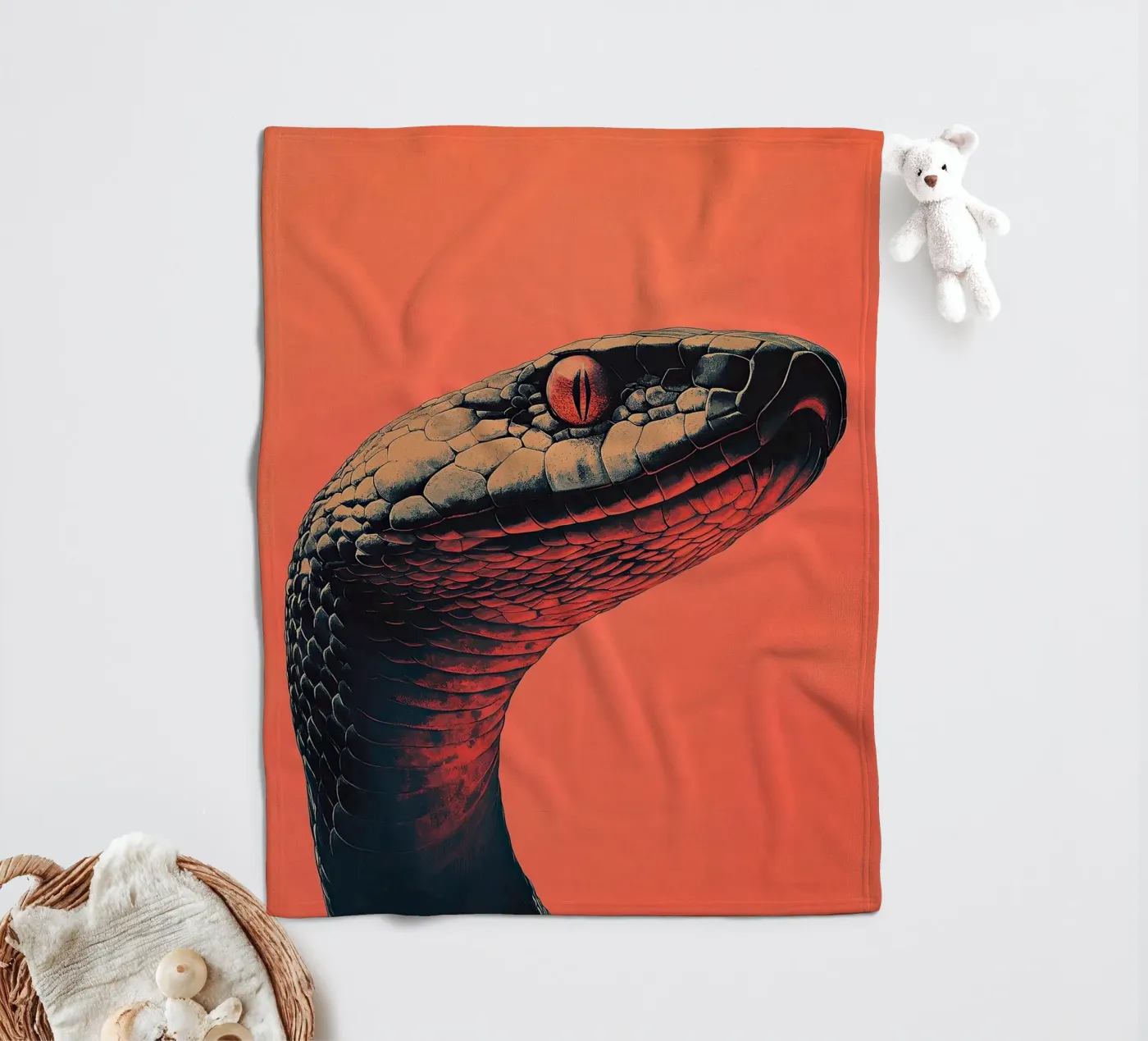 Snake fleece blanket by Nikis Art Studio
