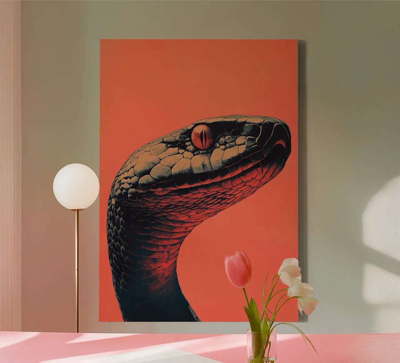 Serpente tela con Cornice a cassetta da Nikis Art Studio
