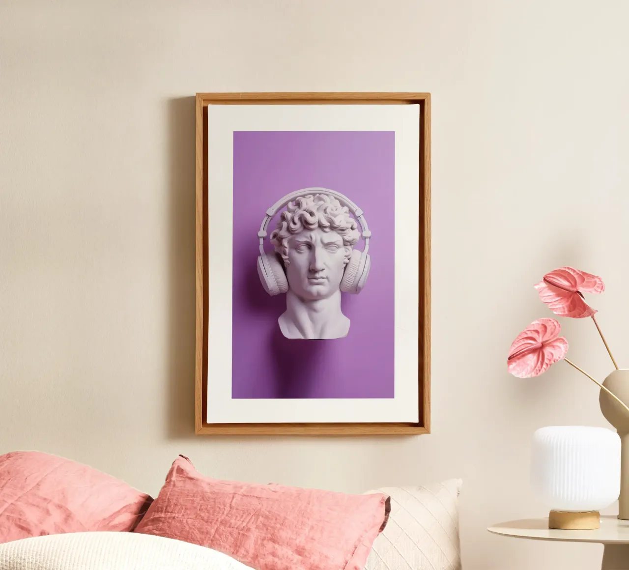 David Listen to Music 01 canvas with Floater frame by Malou-Studio