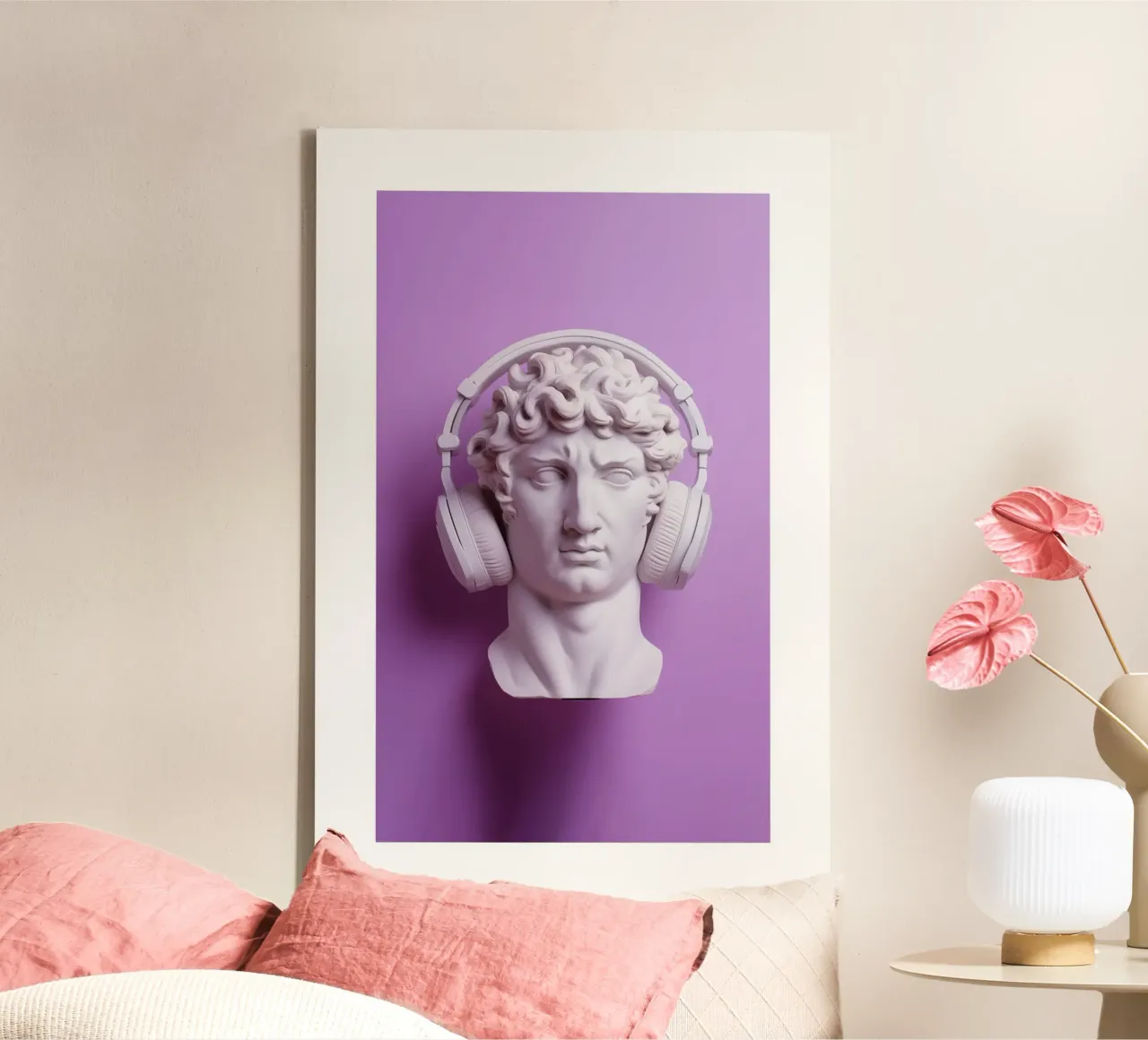 David Listen to Music 01 canvas with Floater frame by Malou-Studio