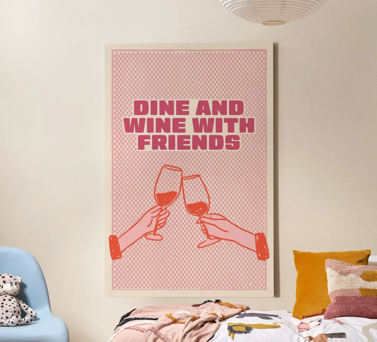 Dine and Wine with Friends canvas met Baklijst van Malou-Studio