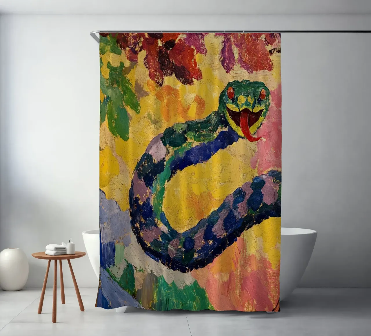 Snake shower curtain by Nikis Art Studio
