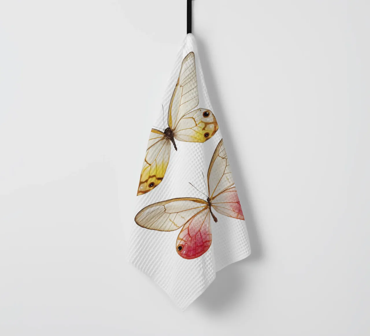 Élégance douce : Papillon jaune et rose torchon de Curious Collections by Marielle Leenders