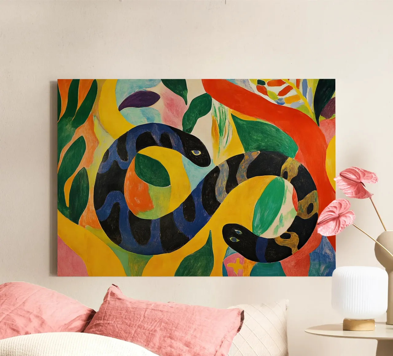 Serpente tela con Cornice a cassetta da Nikis Art Studio