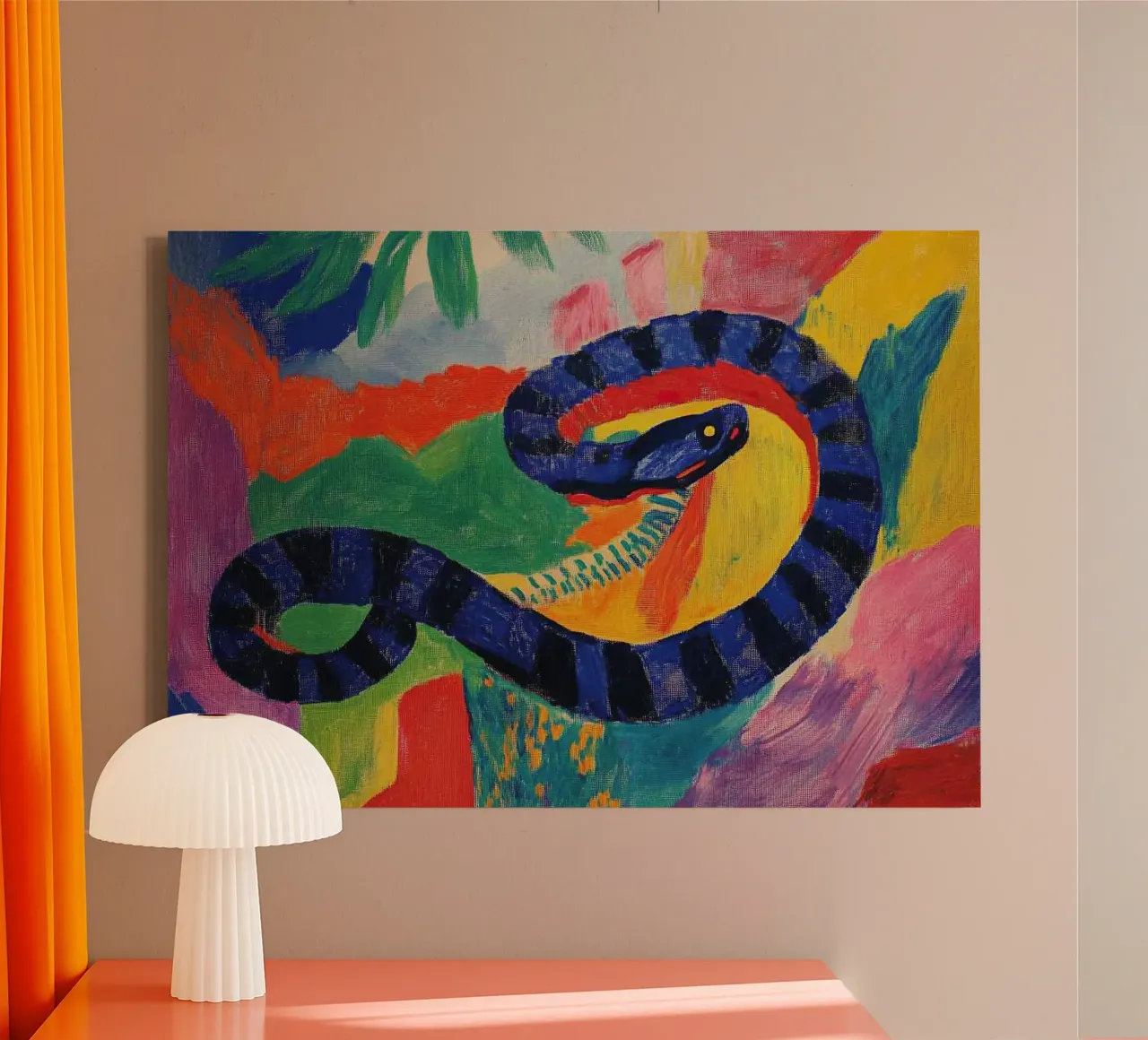 The snake witch: seduction and danger canvas with Floater frame by Nikis Art Studio