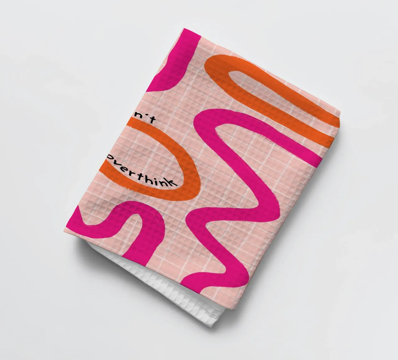 Don't overthink it - Orange Pink tea towel by Malou-Studio