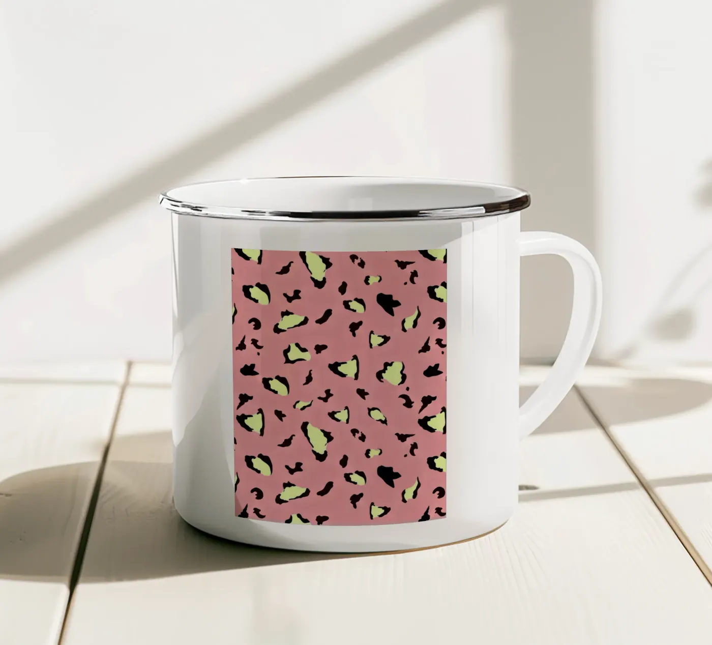 Pop Leopard Pattern enamel mug by Kiroiharu