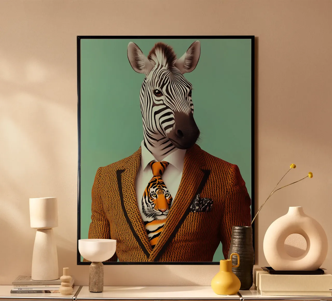 La zebra della moda indossa una cravatta tigrata carta hahnemühle da Autofocus