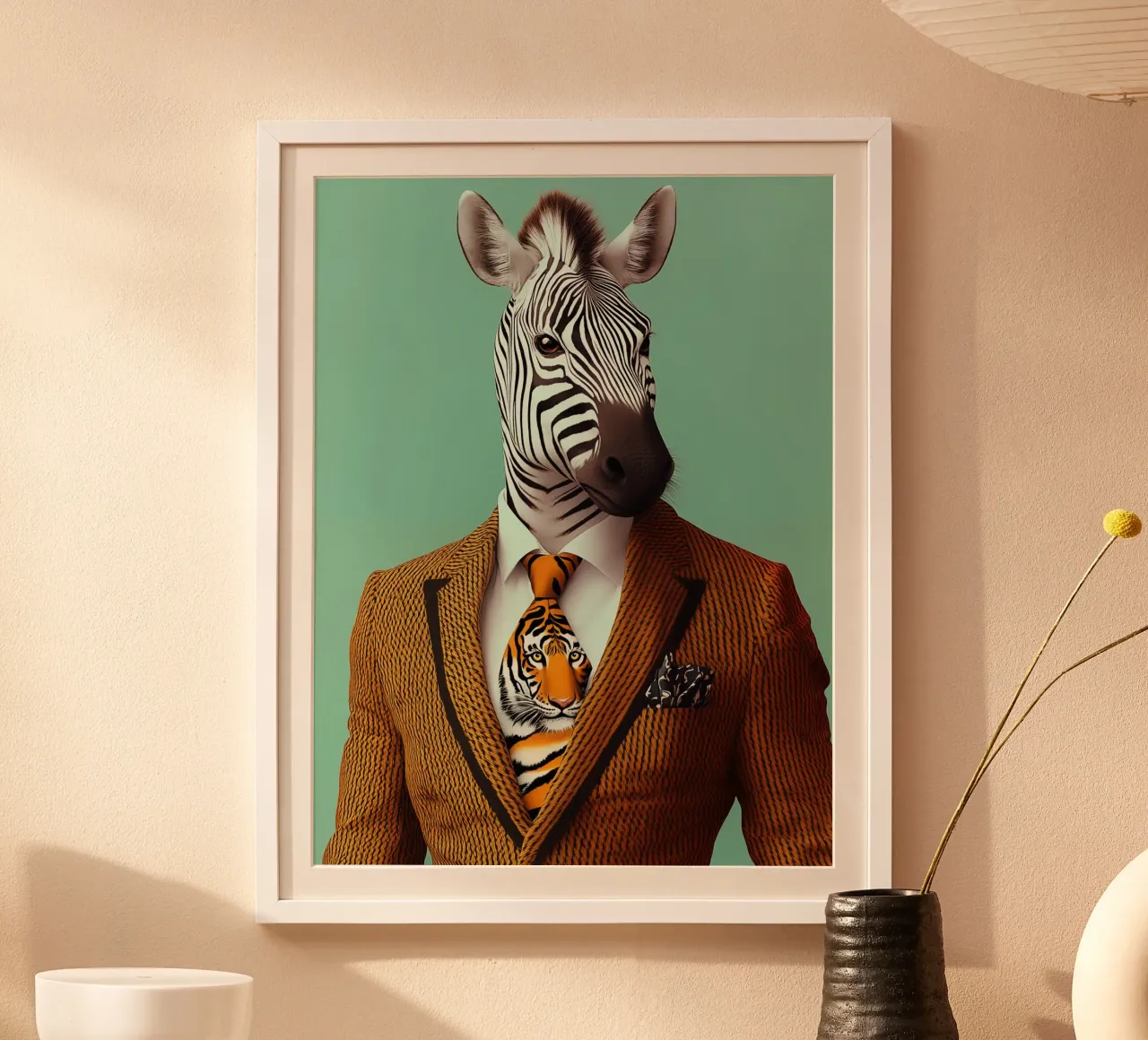 La zebra della moda indossa una cravatta tigrata carta hahnemühle da Autofocus