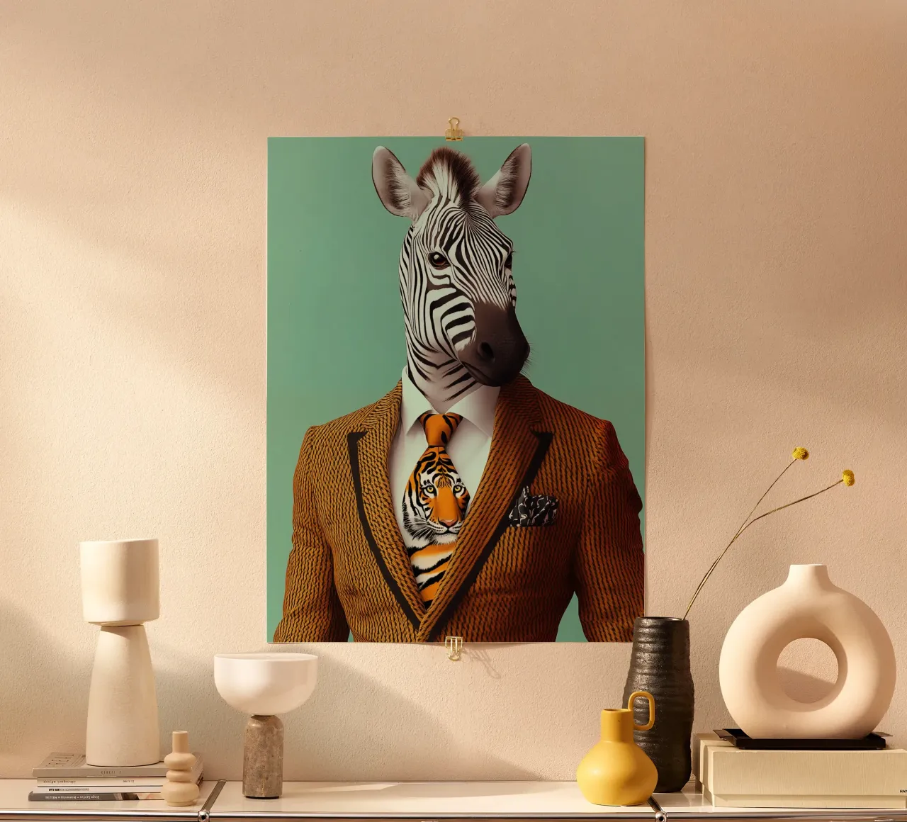 La zebra della moda indossa una cravatta tigrata carta hahnemühle da Autofocus