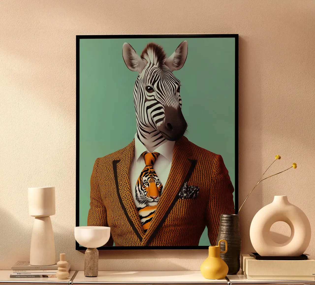 La zebra della moda indossa una cravatta tigrata carta hahnemühle da Autofocus