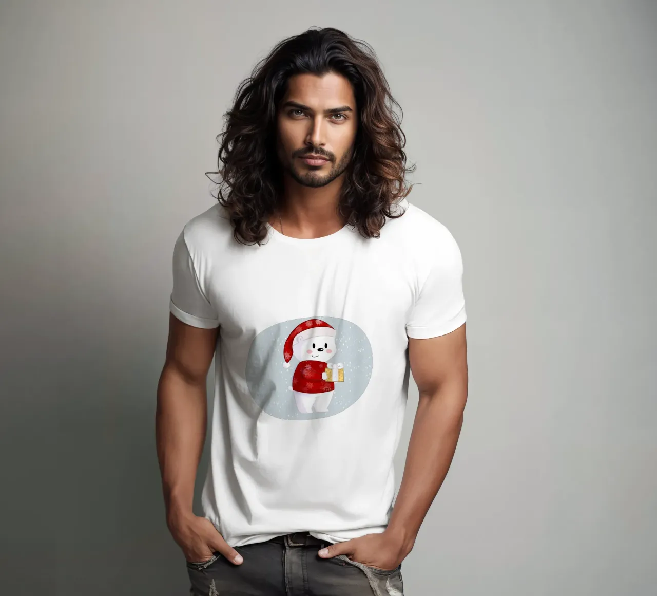 Orso polare di Natale nella neve t-shirt da Kiroiharu
