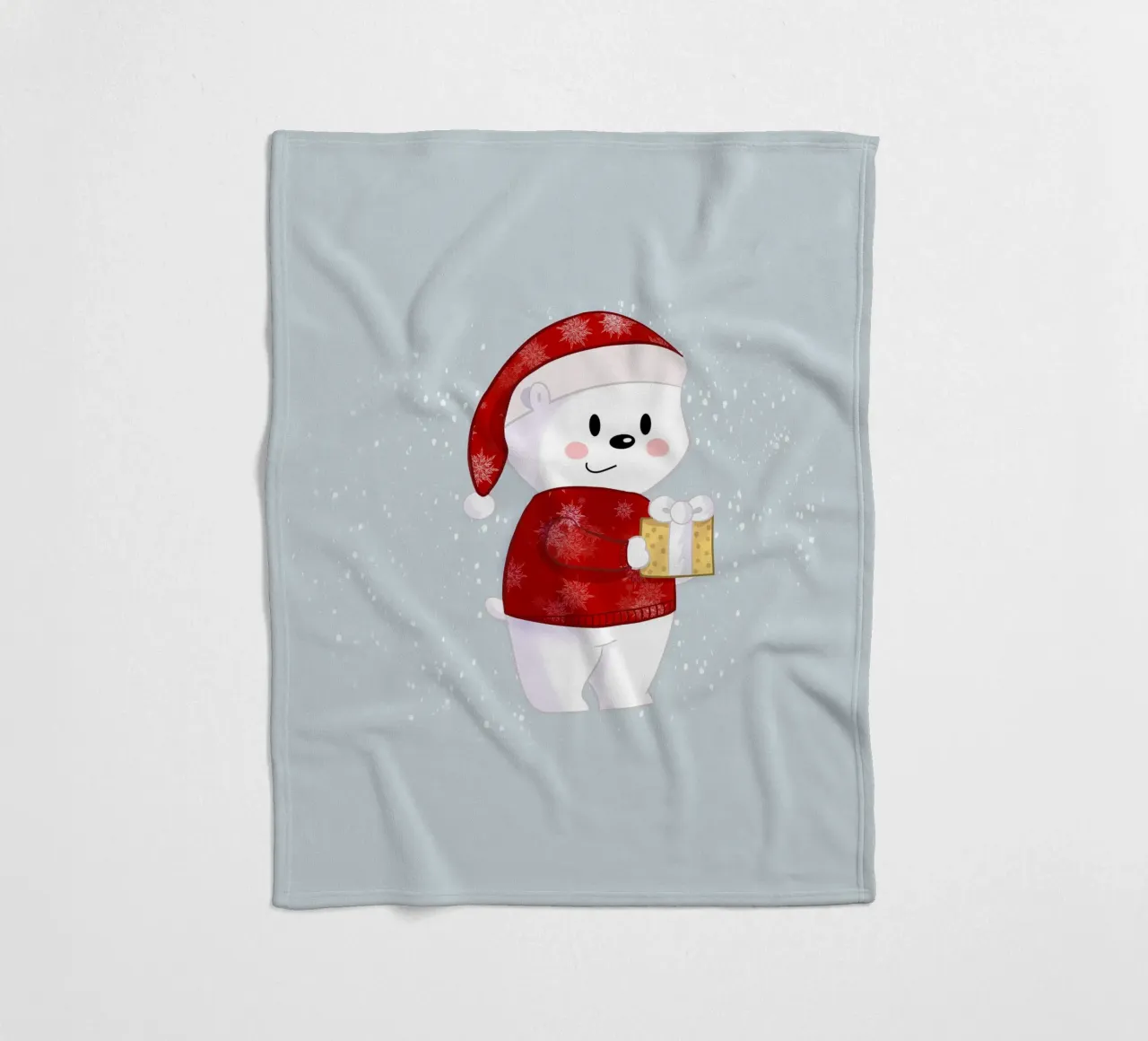 Weihnachtseisbär im Schnee Fleecedecke von Kiroiharu