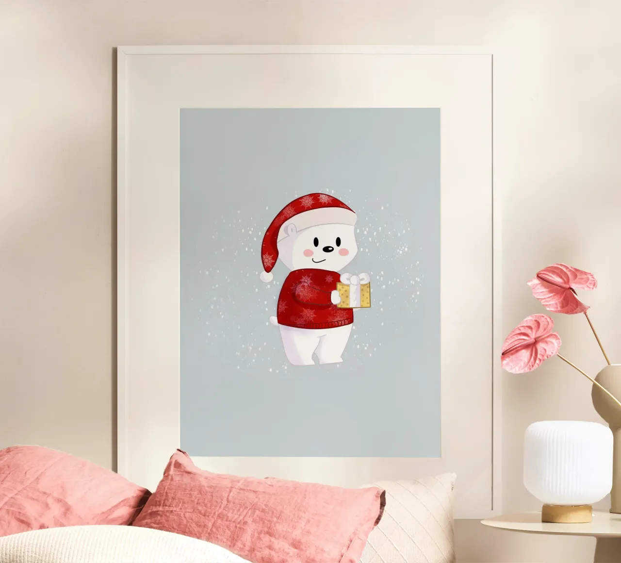 Orso polare di Natale nella neve carta hahnemühle da Kiroiharu