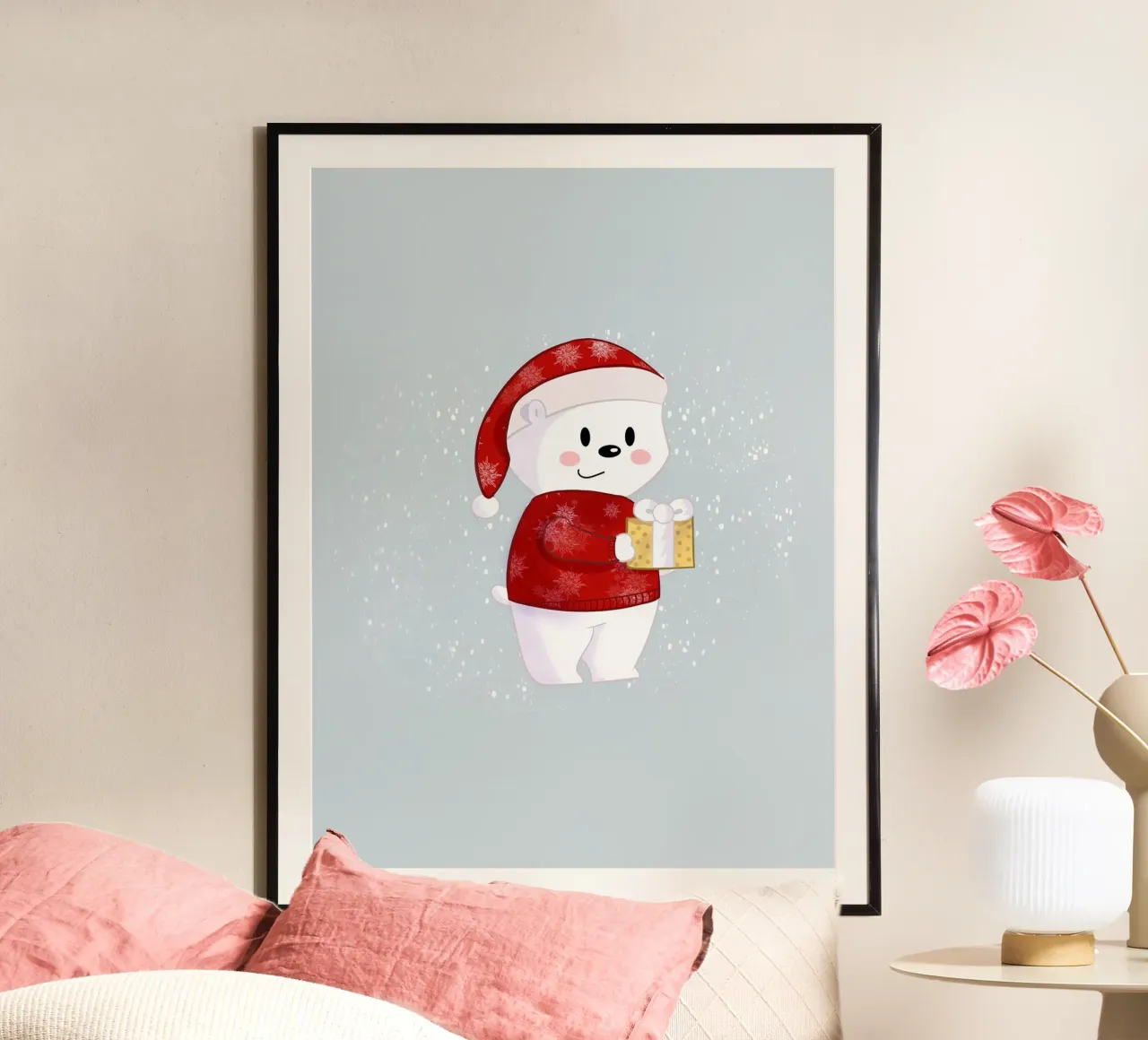 Orso polare di Natale nella neve carta hahnemühle da Kiroiharu