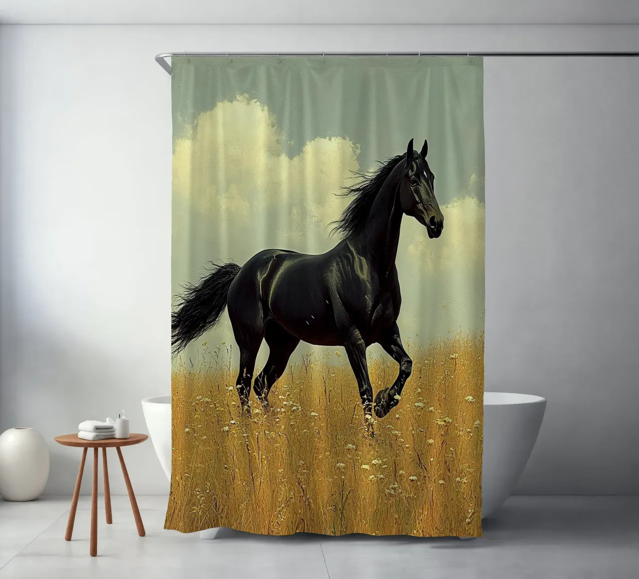 Horse shower curtain by Nikis Art Studio