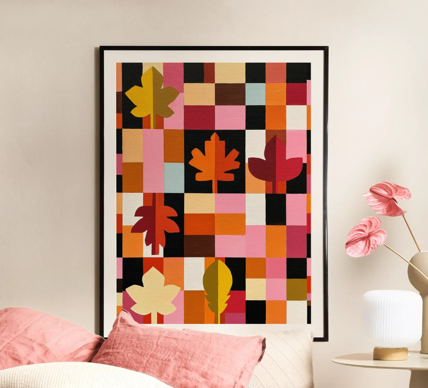 Herfststemming | Abstracte patchwork-quiltkunst poster van Autofocus