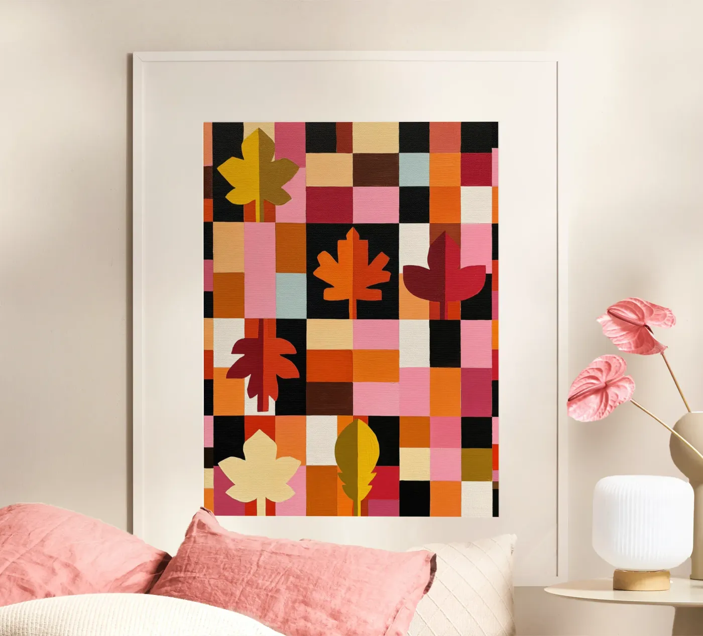 Herfststemming | Abstracte patchwork-quiltkunst poster van Autofocus